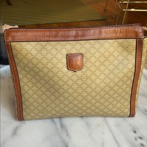 Celine Beige and Brown Vintage Clutch Bag